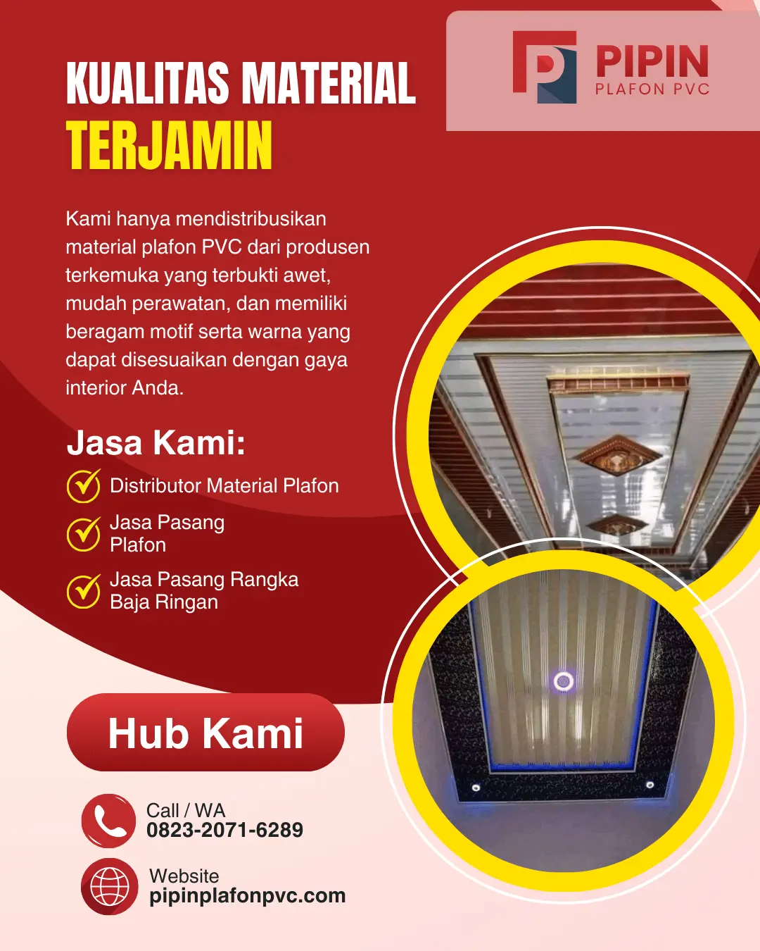 jasa pasang plafon dan toko distributor plafon pipin plafon pvc jasa kami 08